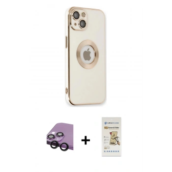 MARSİLYAN™- iPhone 14 Plus Kılıf İz Form Serisi - Siyah Mat Seramik Nano Ekran Koruyucu + Raze Metal Kamera Lens - SH