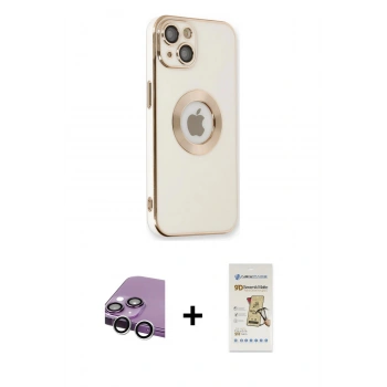 MARSİLYAN™- iPhone 14 Plus Kılıf İz Form Serisi - Siyah Mat Seramik Nano Ekran Koruyucu + Raze Metal Kamera Lens - GS