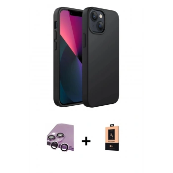 MARSİLYAN™- iPhone 14 Plus Kılıf Kozmos Yansıma Özel Seri - Şeffaf Maxco Cam Ekran Koruyucu + Raze Metal Kamera Lens - MR