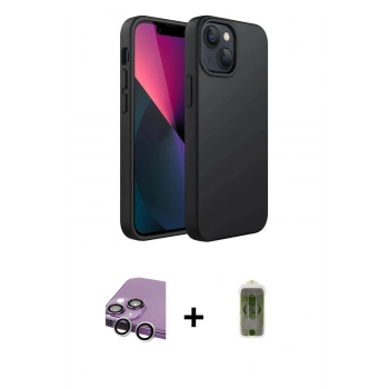MARSİLYAN™- iPhone 14 Plus Kılıf Kozmos Yansıma Özel Seri - Siyah Joko Magic 5D Hayalet Cam + Raze Metal Kamera Lens - GS