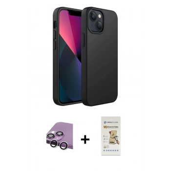 MARSİLYAN™- iPhone 14 Plus Kılıf Kozmos Yansıma Özel Seri - Siyah Mat Seramik Nano Ekran Koruyucu + Raze Metal Kamera Lens - GS