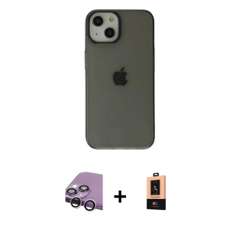 MARSİLYAN™- iPhone 14 Plus Kılıf Kutup Doku Koleksiyonu - Şeffaf Maxco Cam Ekran Koruyucu + Raze Metal Kamera Lens - GS