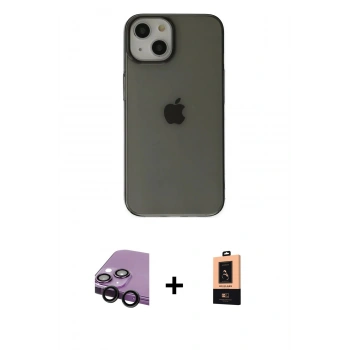 MARSİLYAN™- iPhone 14 Plus Kılıf Kutup Doku Koleksiyonu - Şeffaf Maxco Cam Ekran Koruyucu + Raze Metal Kamera Lens - SH