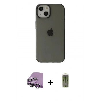 MARSİLYAN™- iPhone 14 Plus Kılıf Kutup Doku Koleksiyonu - Siyah Joko Magic 5D Hayalet Cam + Raze Metal Kamera Lens - GS