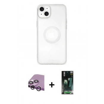 MARSİLYAN™- iPhone 14 Plus Kılıf Kutup Klasik - Siyah 360 Mat Full Body Arka Koruyucu + Raze Metal Kamera Lens - MR