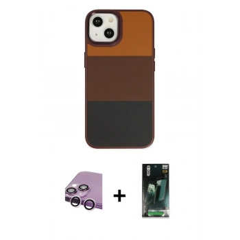 MARSİLYAN™- iPhone 14 Plus Kılıf Kutup Özel Seri - Siyah 360 Mat Full Body Arka Koruyucu + Raze Metal Kamera Lens - MR