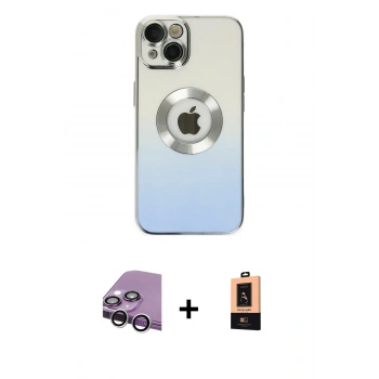 MARSİLYAN™- iPhone 14 Plus Kılıf Kutup Yansıma Özel Seri - Şeffaf Maxco Cam Ekran Koruyucu + Raze Metal Kamera Lens - GS