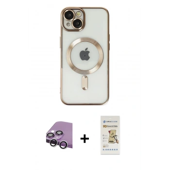 MARSİLYAN™- iPhone 14 Plus Kılıf Nova Işık Özel Seri - Siyah Mat Seramik Nano Ekran Koruyucu + Raze Metal Kamera Lens - GS