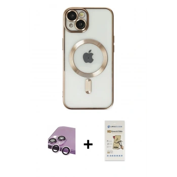 MARSİLYAN™- iPhone 14 Plus Kılıf Nova Işık Özel Seri - Siyah Mat Seramik Nano Ekran Koruyucu + Raze Metal Kamera Lens - MR
