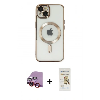 MARSİLYAN™- iPhone 14 Plus Kılıf Nova Işık Özel Seri - Siyah Mat Seramik Nano Ekran Koruyucu + Raze Metal Kamera Lens - KI