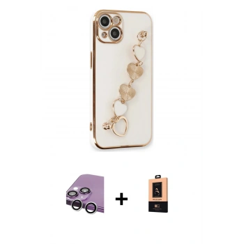 MARSİLYAN™- iPhone 14 Plus Kılıf Nova Işık Prime - Şeffaf Maxco Cam Ekran Koruyucu + Raze Metal Kamera Lens - GS