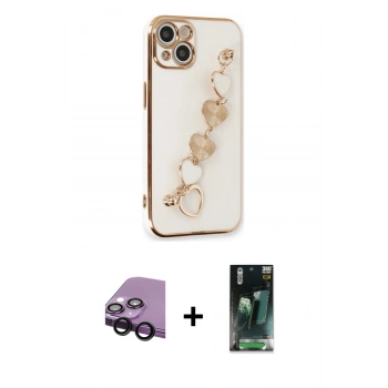 MARSİLYAN™- iPhone 14 Plus Kılıf Nova Işık Prime - Siyah 360 Mat Full Body Arka Koruyucu + Raze Metal Kamera Lens - SH