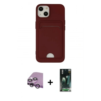 MARSİLYAN™- iPhone 14 Plus Kılıf Vadi Çizgi Prime - Siyah 360 Mat Full Body Arka Koruyucu + Raze Metal Kamera Lens - MR