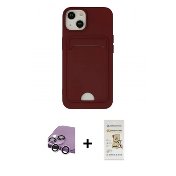 MARSİLYAN™- iPhone 14 Plus Kılıf Vadi Çizgi Prime - Siyah Mat Seramik Nano Ekran Koruyucu + Raze Metal Kamera Lens - GS