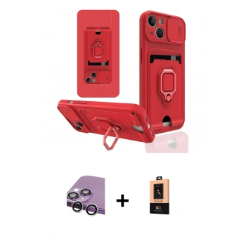 MARSİLYAN™- iPhone 14 Plus Kılıf Vadi Form Prime - Şeffaf Maxco Cam Ekran Koruyucu + Raze Metal Kamera Lens - GS