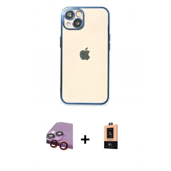 MARSİLYAN™- iPhone 14 Plus Kılıf Vadi Minimal - Şeffaf Maxco Cam Ekran Koruyucu + Raze Metal Kamera Lens - KI