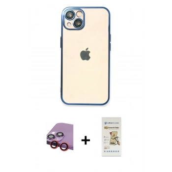 MARSİLYAN™- iPhone 14 Plus Kılıf Vadi Minimal - Siyah Mat Seramik Nano Ekran Koruyucu + Raze Metal Kamera Lens - KI
