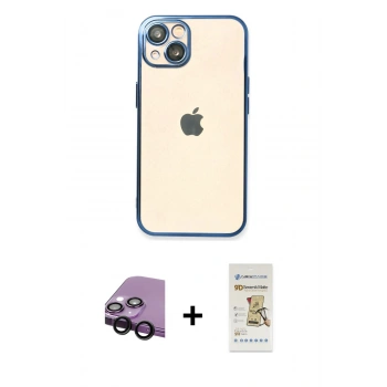 MARSİLYAN™- iPhone 14 Plus Kılıf Vadi Minimal - Siyah Mat Seramik Nano Ekran Koruyucu + Raze Metal Kamera Lens - SH
