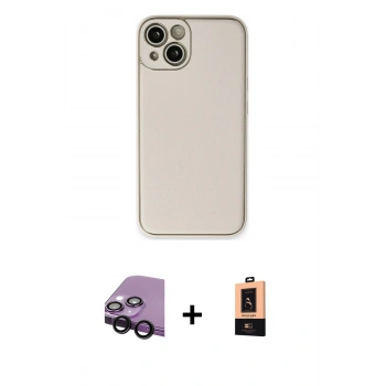 MARSİLYAN™- iPhone 14 Plus Kılıf Yadigar Klasik - Şeffaf Maxco Cam Ekran Koruyucu + Raze Metal Kamera Lens - SH
