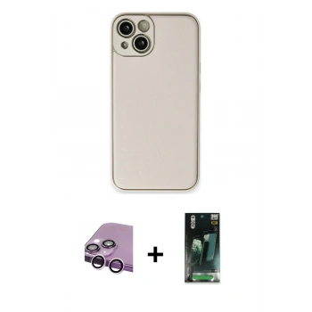 MARSİLYAN™- iPhone 14 Plus Kılıf Yadigar Klasik - Siyah 360 Mat Full Body Arka Koruyucu + Raze Metal Kamera Lens - MR