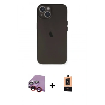 MARSİLYAN™- iPhone 14 Plus Kılıf Yadigar Yansıma Serisi - Şeffaf Maxco Cam Ekran Koruyucu + Raze Metal Kamera Lens - KI
