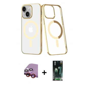 MARSİLYAN™- iPhone 14 Plus Kılıf Yörünge Minimal - Siyah 360 Mat Full Body Arka Koruyucu + Raze Metal Kamera Lens - KI