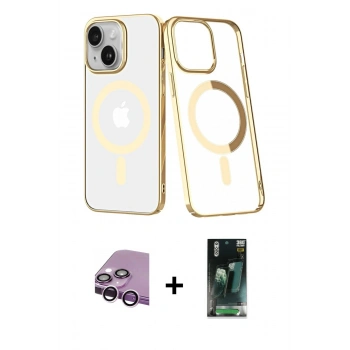 MARSİLYAN™- iPhone 14 Plus Kılıf Yörünge Minimal - Siyah 360 Mat Full Body Arka Koruyucu + Raze Metal Kamera Lens - MR