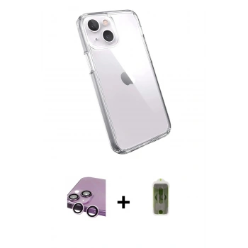 MARSİLYAN™- iPhone 14 Plus Kılıf Zirve Doku - Siyah Joko Magic 5D Hayalet Cam + Raze Metal Kamera Lens - MR