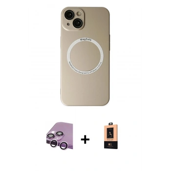 MARSİLYAN™- iPhone 14 Plus Kılıf Zirve Klasik Prime - Şeffaf Maxco Cam Ekran Koruyucu + Raze Metal Kamera Lens - MR