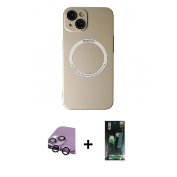 MARSİLYAN™- iPhone 14 Plus Kılıf Zirve Klasik Prime - Siyah 360 Mat Full Body Arka Koruyucu + Raze Metal Kamera Lens - GS