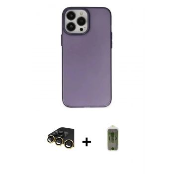 MARSİLYAN™- iPhone 14 Pro Kılıf Ahenk Çizgi Prime - Siyah Joko Magic 5D Hayalet Cam + Raze Metal Kamera Lens - GD