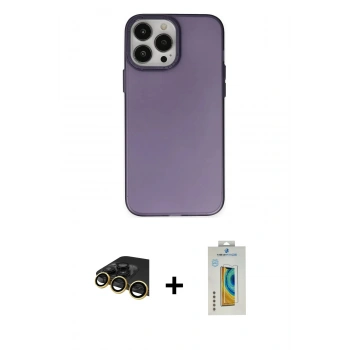 MARSİLYAN™- iPhone 14 Pro Kılıf Ahenk Çizgi Prime - Siyah Polymer Nano Ekran Koruyucu + Raze Metal Kamera Lens - GD