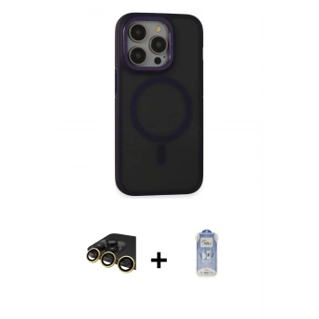 MARSİLYAN™- iPhone 14 Pro Kılıf Ahenk Form Serisi - Siyah Joko Magic 5D Cam + Raze Metal Kamera Lens - GD