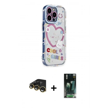 MARSİLYAN™- iPhone 14 Pro Kılıf Ahenk Modern Serisi - Siyah 360 Mat Full Body Arka Koruyucu + Raze Metal Kamera Lens - GD