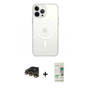 MARSİLYAN™- iPhone 14 Pro Kılıf Ahenk Yansıma Prime - Siyah 20D Premium Cam Ekran Koruyucu + Raze Metal Kamera Lens - GD