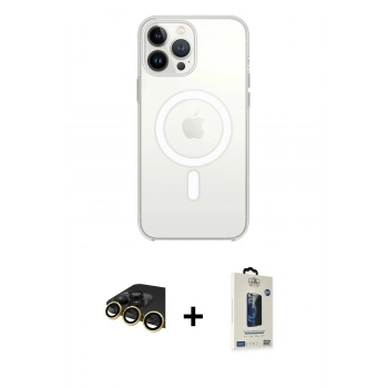 MARSİLYAN™- iPhone 14 Pro Kılıf Ahenk Yansıma Prime - Siyah Bilvis Hayalet Cam Ekran Koruyucu + Raze Metal Kamera Lens - GD