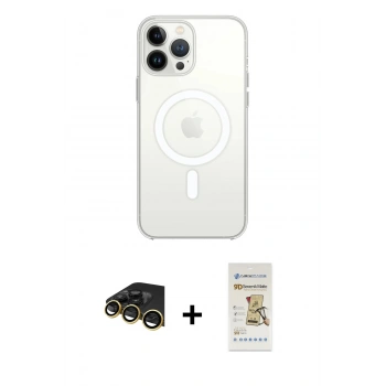 MARSİLYAN™- iPhone 14 Pro Kılıf Ahenk Yansıma Prime - Siyah Mat Seramik Nano Ekran Koruyucu + Raze Metal Kamera Lens - GD