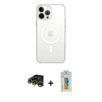 MARSİLYAN™- iPhone 14 Pro Kılıf Ahenk Yansıma Prime - Siyah Polymer Nano Ekran Koruyucu + Raze Metal Kamera Lens - GD