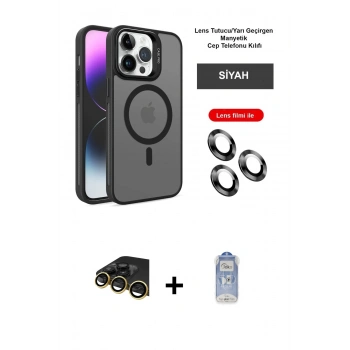 MARSİLYAN™- iPhone 14 Pro Kılıf Akış Form - Siyah Joko Magic 5D Cam + Raze Metal Kamera Lens - GD