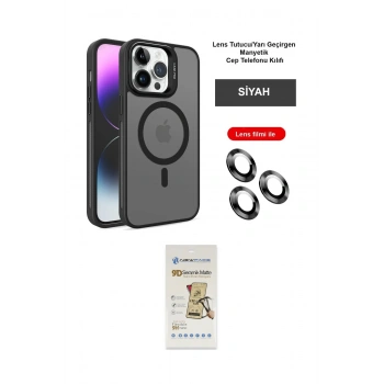MARSİLYAN™- iPhone 14 Pro Kılıf Akış Form - Siyah Mat Seramik Nano Ekran Koruyucu