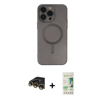 MARSİLYAN™- iPhone 14 Pro Kılıf Akış Minimal Özel Seri - Siyah 20D Premium Cam Ekran Koruyucu + Raze Metal Kamera Lens - GD