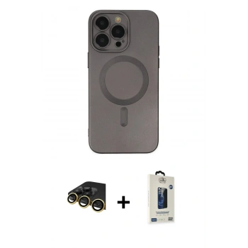 MARSİLYAN™- iPhone 14 Pro Kılıf Akış Minimal Özel Seri - Siyah Bilvis Hayalet Cam Ekran Koruyucu + Raze Metal Kamera Lens - GD