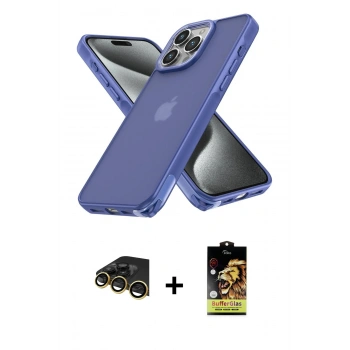 MARSİLYAN™- iPhone 14 Pro Kılıf Atlas Form - Siyah Buffer Cam Ekran Koruyucu + Raze Metal Kamera Lens - GD