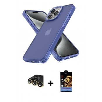 MARSİLYAN™- iPhone 14 Pro Kılıf Atlas Form - Siyah Buffer Hayalet Cam Ekran Koruyucu + Raze Metal Kamera Lens - GD