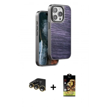MARSİLYAN™- iPhone 14 Pro Kılıf Atlas Minimal Özel Seri - Siyah Buffer Cam Ekran Koruyucu + Raze Metal Kamera Lens - GD