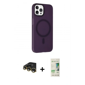 MARSİLYAN™- iPhone 14 Pro Kılıf Çekirdek Modern Prime - Siyah 20D Premium Cam Ekran Koruyucu + Raze Metal Kamera Lens - GD