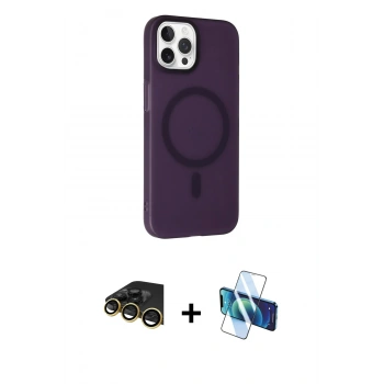 MARSİLYAN™- iPhone 14 Pro Kılıf Çekirdek Modern Prime - Siyah 3D Antistatik Cam Ekran Koruyucu + Raze Metal Kamera Lens - GD