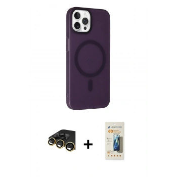 MARSİLYAN™- iPhone 14 Pro Kılıf Çekirdek Modern Prime - Siyah 6D Mat Seramik Hayalet Nano Ekran Koruyucu + Raze Metal Kamera Lens - GD