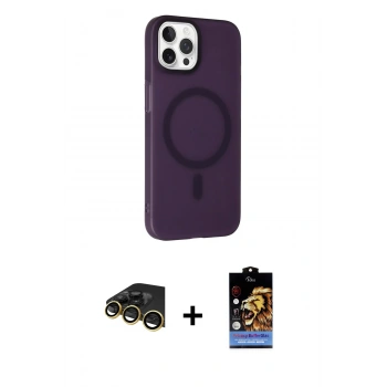 MARSİLYAN™- iPhone 14 Pro Kılıf Çekirdek Modern Prime - Siyah Buffer Hayalet Cam Ekran Koruyucu + Raze Metal Kamera Lens - GD