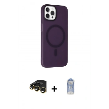 MARSİLYAN™- iPhone 14 Pro Kılıf Çekirdek Modern Prime - Siyah Joko Magic 5D Cam + Raze Metal Kamera Lens - GD
